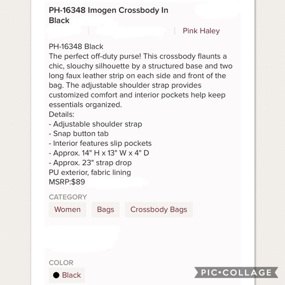 Boutique-Pink Haley Imogen Crossbody Bag in Black - Picture 5 of 5